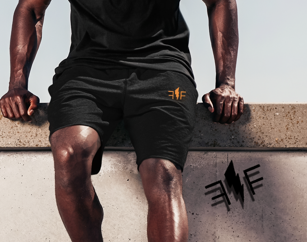 Black/Orange Men's Training Shorts